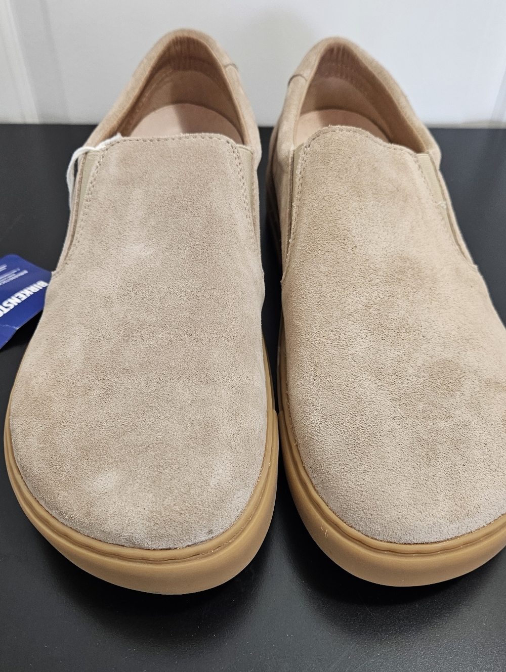 NWOB Men's Birkenstock Oswego Tan Slip On Leather Sneakers Size US 9/EU 42